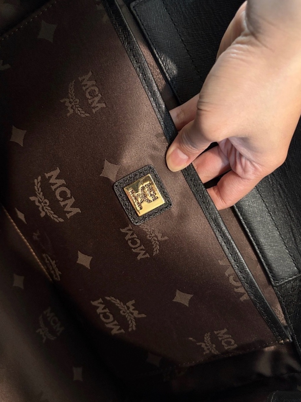 MCM Black Saffiano / Crosshatched Leather Double-Zip Structured Satchel Like New - Picture 10 of 14